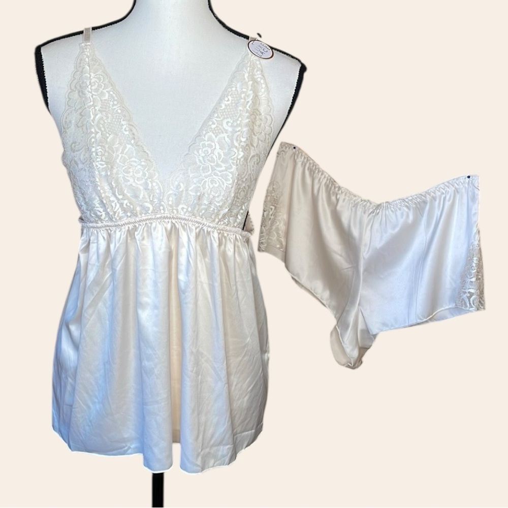 Rachel Roy Sleepwear Lounge Baby Doll Lace Cami Tap Pants Lounge Sleepwe…